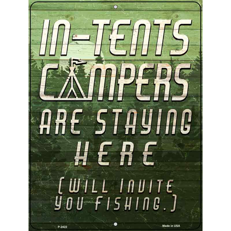 Green In TENTS Campers Wholesale Novelty Metal Parking Sign