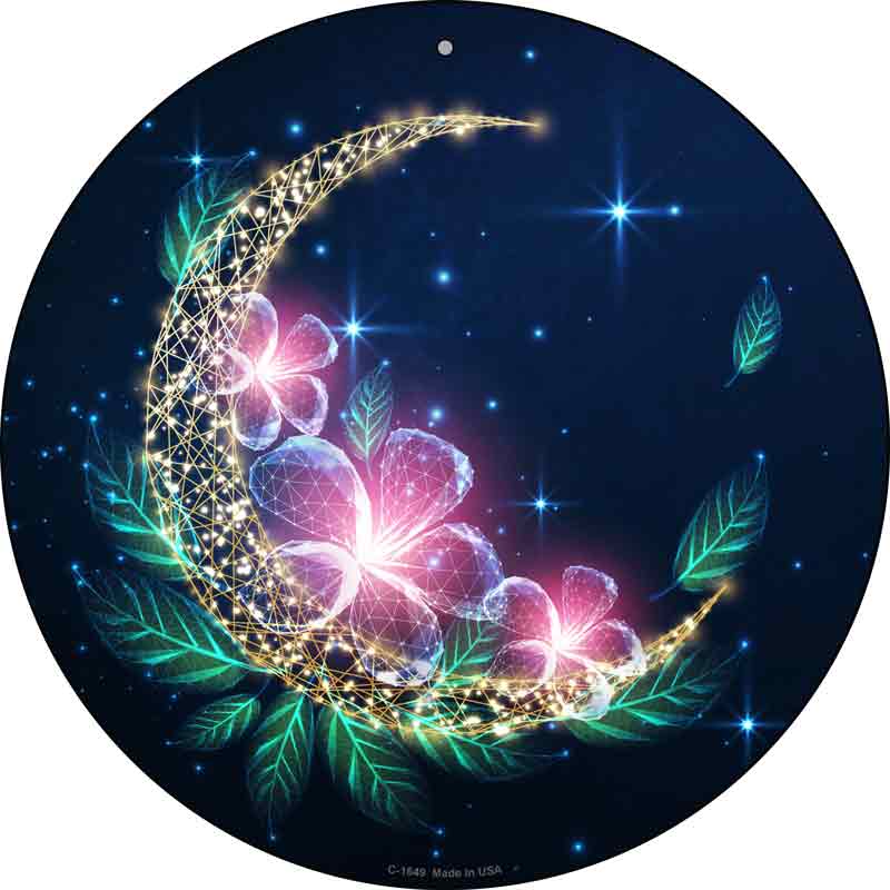 Moon and FLOWERS Wholesale Novelty Metal Circle Sign