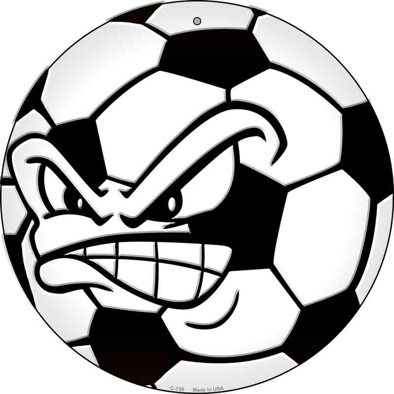 Angry Soccer Ball Wholesale Novelty Metal Circular SIGN