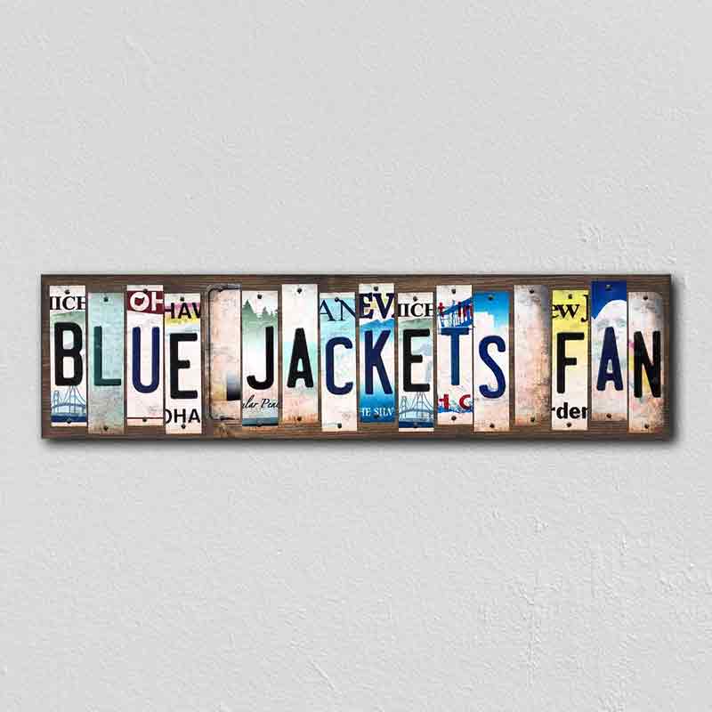 Blue JACKETs Fan Wholesale Novelty License Plate Strips Wood Sign